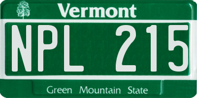 VT license plate NPL215