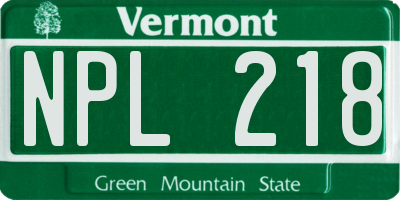VT license plate NPL218