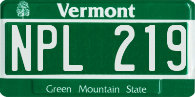 VT license plate NPL219