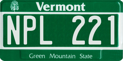 VT license plate NPL221