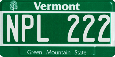 VT license plate NPL222