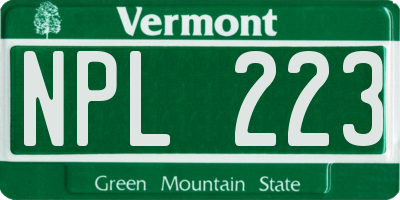 VT license plate NPL223