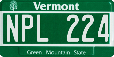 VT license plate NPL224