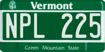 VT license plate NPL225