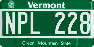 VT license plate NPL228