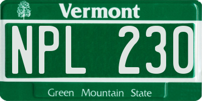 VT license plate NPL230