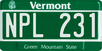 VT license plate NPL231