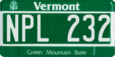 VT license plate NPL232