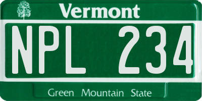 VT license plate NPL234