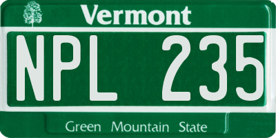VT license plate NPL235