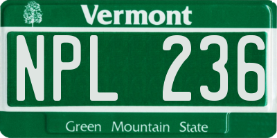 VT license plate NPL236