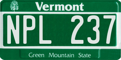 VT license plate NPL237
