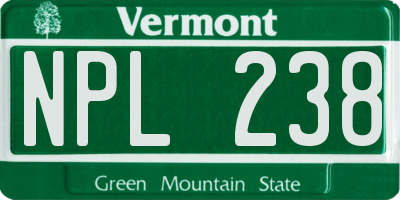 VT license plate NPL238
