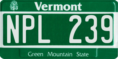 VT license plate NPL239
