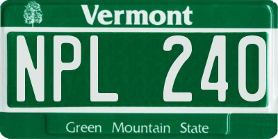 VT license plate NPL240