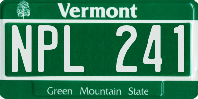 VT license plate NPL241