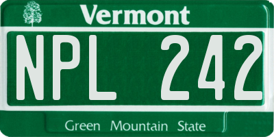 VT license plate NPL242
