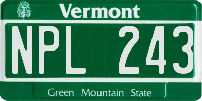 VT license plate NPL243