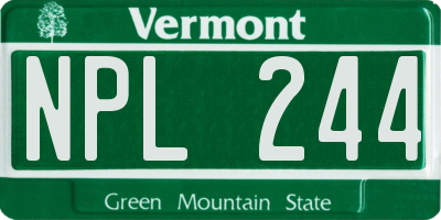 VT license plate NPL244