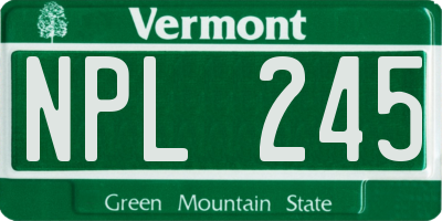 VT license plate NPL245