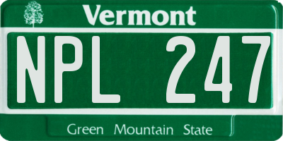 VT license plate NPL247