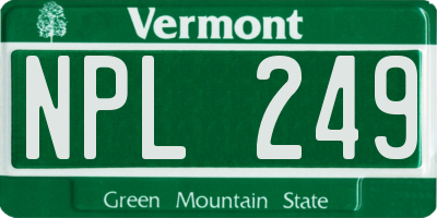 VT license plate NPL249