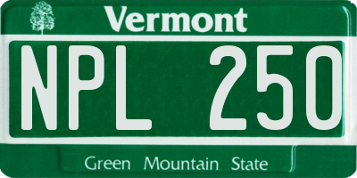 VT license plate NPL250