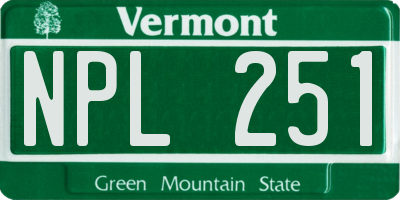 VT license plate NPL251