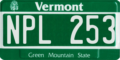VT license plate NPL253