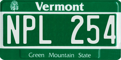 VT license plate NPL254