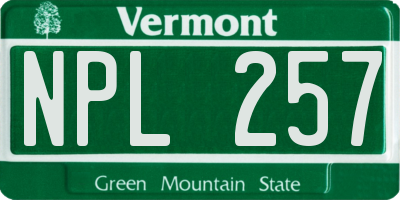 VT license plate NPL257