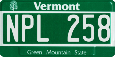 VT license plate NPL258
