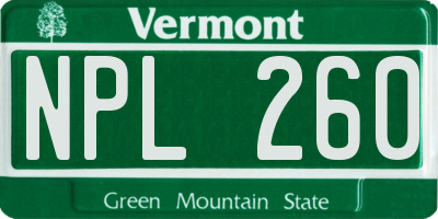 VT license plate NPL260