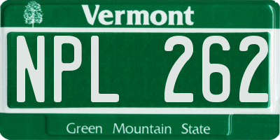 VT license plate NPL262