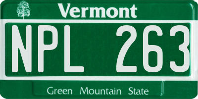 VT license plate NPL263