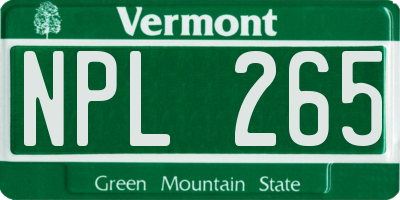 VT license plate NPL265