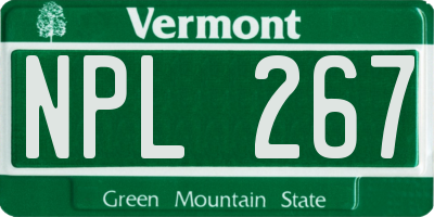 VT license plate NPL267