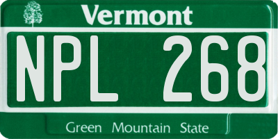 VT license plate NPL268