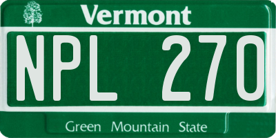 VT license plate NPL270