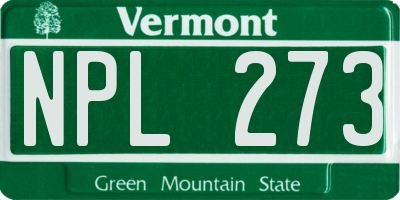 VT license plate NPL273