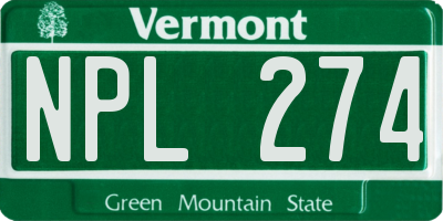 VT license plate NPL274