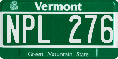 VT license plate NPL276