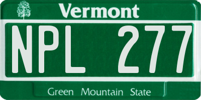 VT license plate NPL277