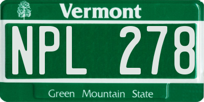 VT license plate NPL278