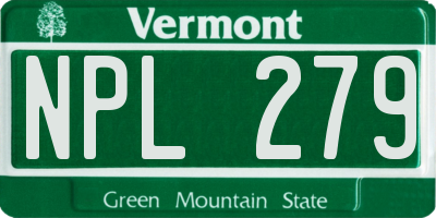 VT license plate NPL279