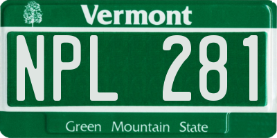 VT license plate NPL281