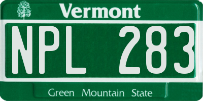 VT license plate NPL283
