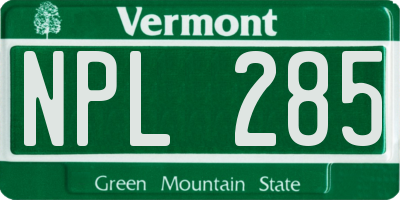 VT license plate NPL285