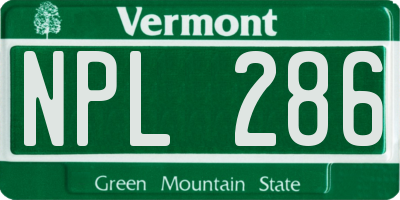 VT license plate NPL286