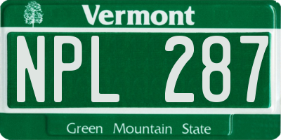 VT license plate NPL287
